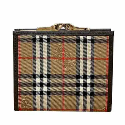 Pre-owned Burberry Beige Brown Leather Coin Purse/coin Case ()