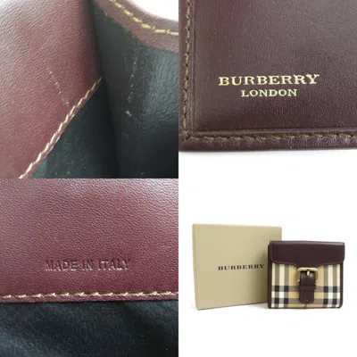 Pre-owned Burberry Beige Brown Coated Canvas Leather Wallet (bi-fold) ()