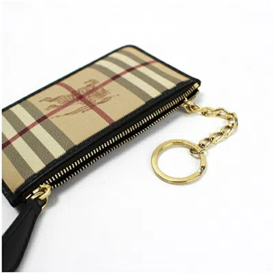 Pre-owned Burberry Beige Brown Leather Pvc Coin Purse/coin Case ()
