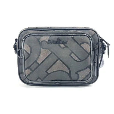 Pre-owned Burberry Black Gray Nylon Canvas Pochette Shoulder Bag ()