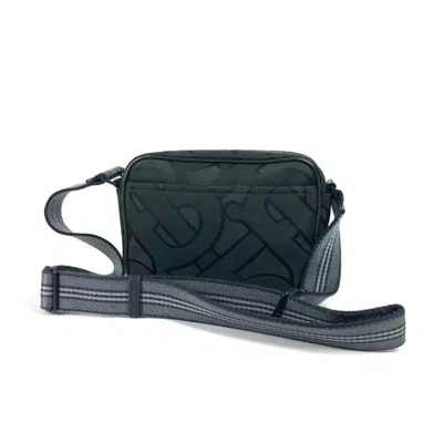 Pre-owned Burberry Black Gray Nylon Canvas Pochette Shoulder Bag ()