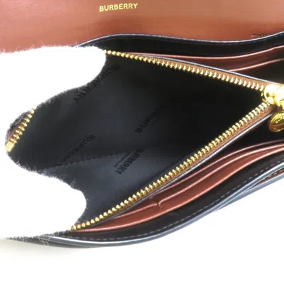Pre-owned Burberry Black Brown White Coated Canvas Long Wallet (bi-fold) ()