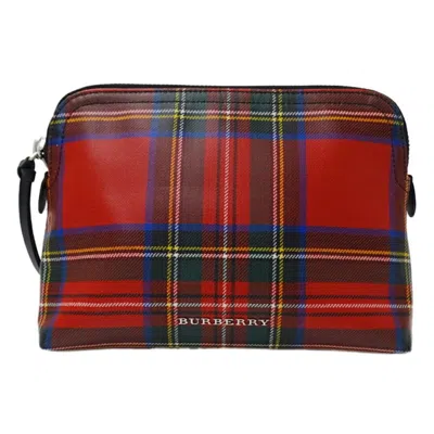 Pre-owned Burberry Blue Red Color Coated Canvas Clutch Bag Pouch ()