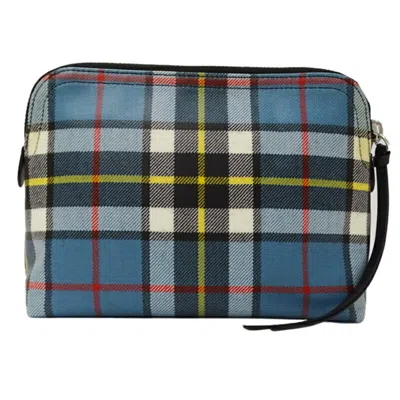 Pre-owned Burberry Blue Red Color Coated Canvas Clutch Bag Pouch ()