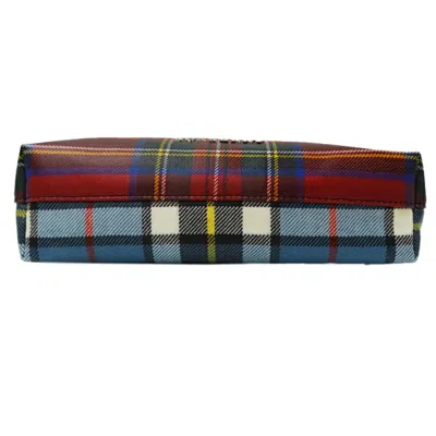 Pre-owned Burberry Blue Red Color Coated Canvas Clutch Bag Pouch ()