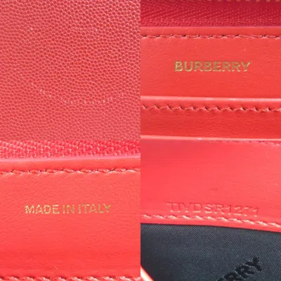 Pre-owned Burberry Red Color Leather Long Wallet (bi-fold) ()