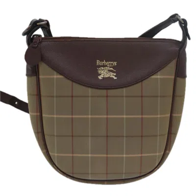 Pre-owned Burberry Vintage Check Beige Canvas Shoulder Bag ()