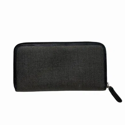 Pre-owned Bvlgari Weekend Black Gray Pvc Leather Long Wallet (bi-fold) ()