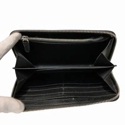 Pre-owned Bvlgari Weekend Black Gray Pvc Leather Long Wallet (bi-fold) ()