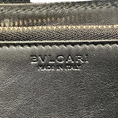 Pre-owned Bvlgari Weekend Black Gray Pvc Leather Long Wallet (bi-fold) ()