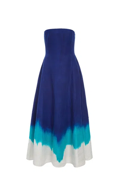 Gabriela Hearst Alessia Maxi Dress In Cobalt Multi Linen Twill In Blue