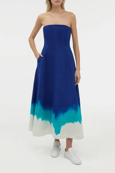 Gabriela Hearst Alessia Maxi Dress In Cobalt Multi Linen Twill In Blue