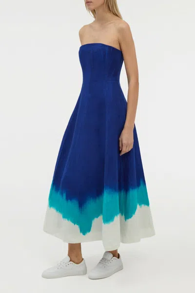 Gabriela Hearst Alessia Maxi Dress In Cobalt Multi Linen Twill In Blue