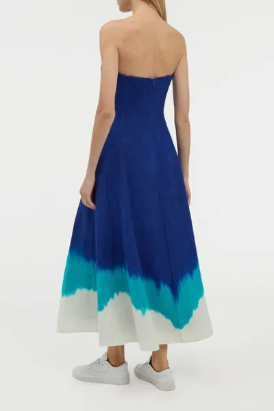 Gabriela Hearst Alessia Maxi Dress In Cobalt Multi Linen Twill In Blue