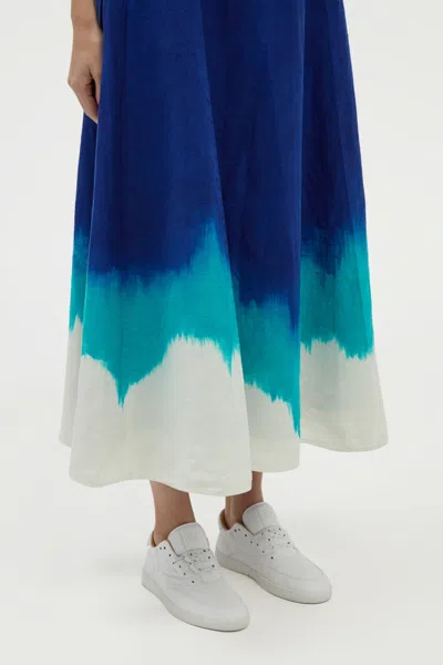 Gabriela Hearst Alessia Maxi Dress In Cobalt Multi Linen Twill In Blue