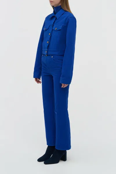 Gabriela Hearst Ezra Bootcut Cropped Jean In Cobalt Recycled Cotton Denim