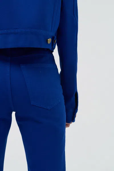 Gabriela Hearst Ezra Bootcut Cropped Jean In Cobalt Recycled Cotton Denim