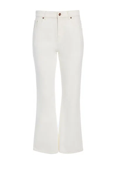Gabriela Hearst Ezra Bootcut Cropped Jean In White Recycled Cotton Denim
