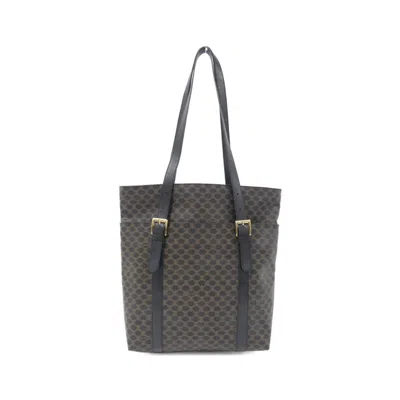 Pre-owned Celine Black Brown Coated Canvas Shoulder Bag ()