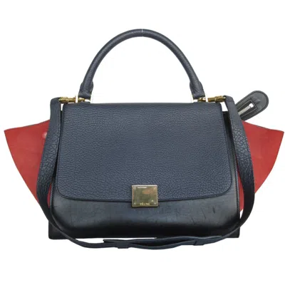Pre-owned Celine Black Navy Red Color Leather Handbag Shoulder Bag ()