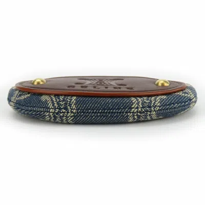 Pre-owned Celine Blue Brown Denim Leather Coin Purse/coin Case ()