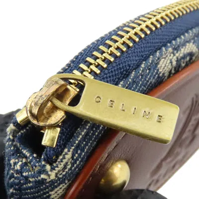 Pre-owned Celine Blue Brown Denim Leather Coin Purse/coin Case ()
