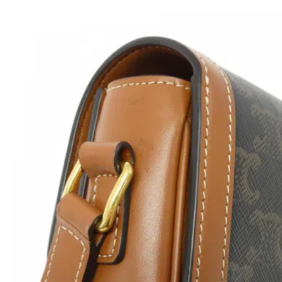 Pre-owned Celine Gray Gray Brown Coated Canvas Leather Shoulder Bag ()