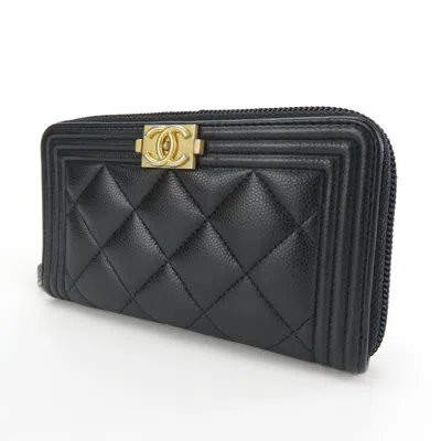 Pre-owned Chanel Black Grained Calfskin Coin Purse/coin Case ()