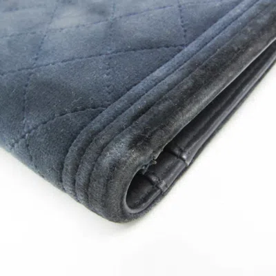 Pre-owned Chanel Boy  Dark Navy Leather Long Wallet (bi-fold) ()