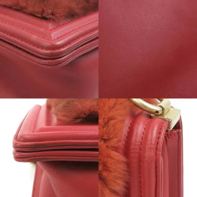 Pre-owned Chanel Brown Red Color Fur Leather Handbag Shoulder Bag ()
