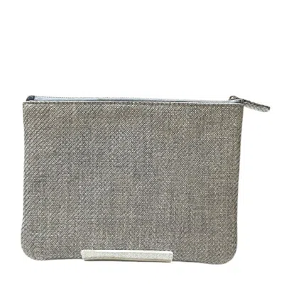 Pre-owned Chanel Light Gray Fabric Clutch Bag ()