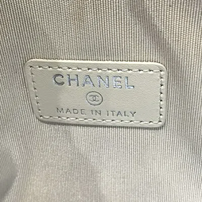 Pre-owned Chanel Light Gray Fabric Clutch Bag ()
