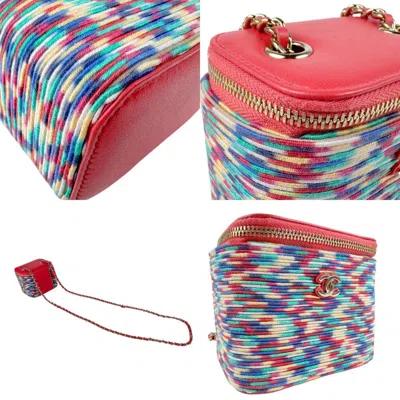 Pre-owned Chanel Multi-color Pink Cotton Leather Shoulder Bag ()