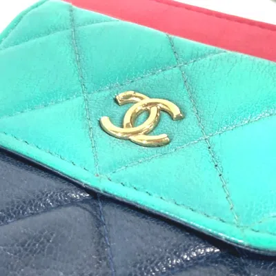 Pre-owned Chanel Navy Pink Grained Calfskin Pochette Shoulder Bag ()