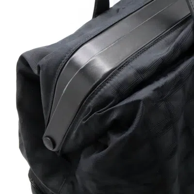 Pre-owned Chanel New Travel Line Black Jacquard Leather Boston Bag Handbag ()