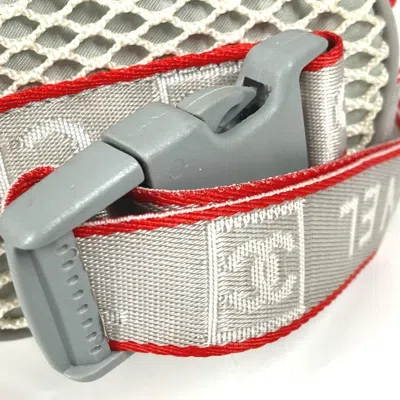 Pre-owned Chanel Red Color White Nylon Handbag Pouch Shoulder Bag ()