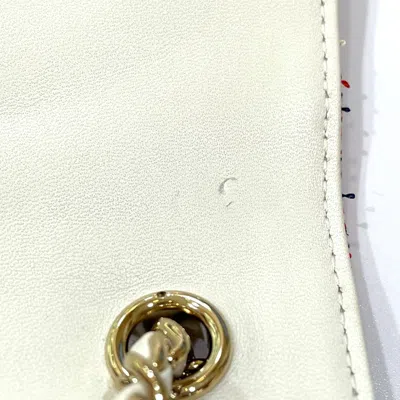 Pre-owned Chanel Red Color White Tweed Leather Pochette Shoulder Bag ()