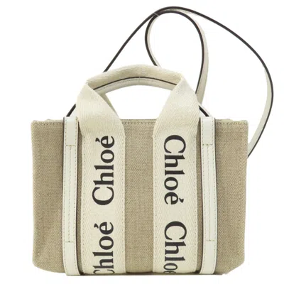 Pre-owned Chloé Brown White Canvas Shoulder Bag ()