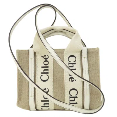 Pre-owned Chloé Brown White Canvas Shoulder Bag ()