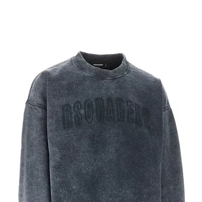 Dsquared2 Washed Grey Sweatshirt With Logo Men In Gray