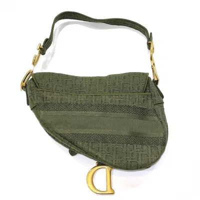 Pre-owned Dior Christian  Khaki Canvas Handbag Saddle Bag ()