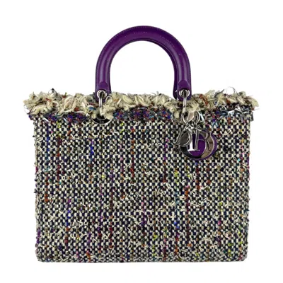 Pre-owned Dior Christian  Multi-color Purple Tweed Leather Handbag Shoulder Bag ()