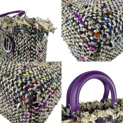 Pre-owned Dior Christian  Multi-color Purple Tweed Leather Handbag Shoulder Bag ()