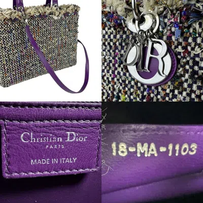 Pre-owned Dior Christian  Multi-color Purple Tweed Leather Handbag Shoulder Bag ()