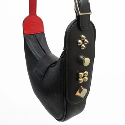 Pre-owned Christian Louboutin Black Red Color Leather Shoulder Bag ()