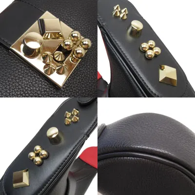 Pre-owned Christian Louboutin Black Red Color Leather Shoulder Bag ()