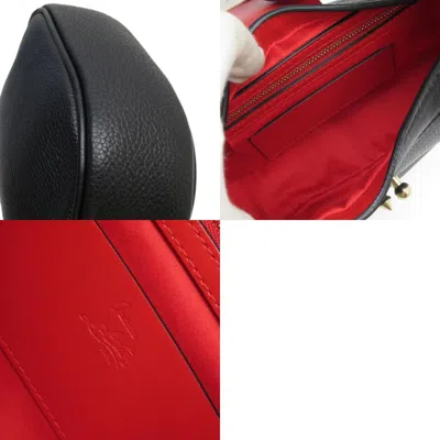 Pre-owned Christian Louboutin Black Red Color Leather Shoulder Bag ()
