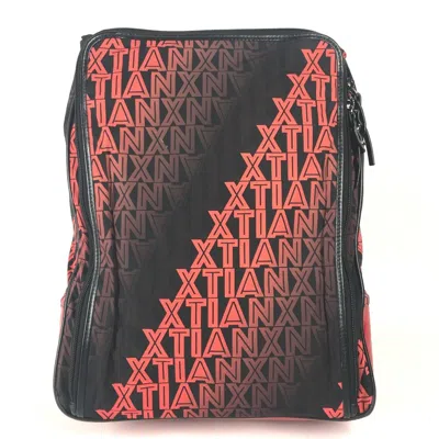 Pre-owned Christian Louboutin Black Red Color Nylon Leather Backpack ()