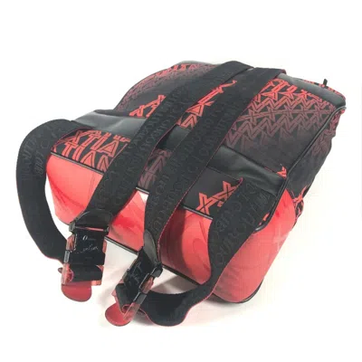 Pre-owned Christian Louboutin Black Red Color Nylon Leather Backpack ()