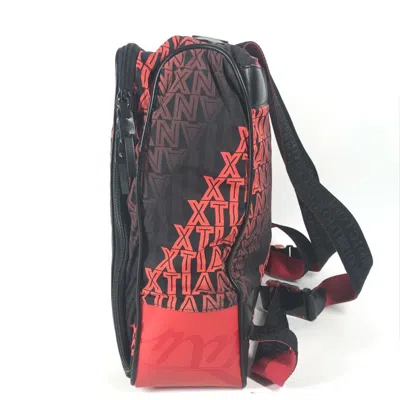 Pre-owned Christian Louboutin Black Red Color Nylon Leather Backpack ()